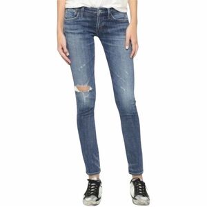 Agolde Chloe Low Rise Slim Distressed Denim Blue Jeans Pants size 30 A001-2062